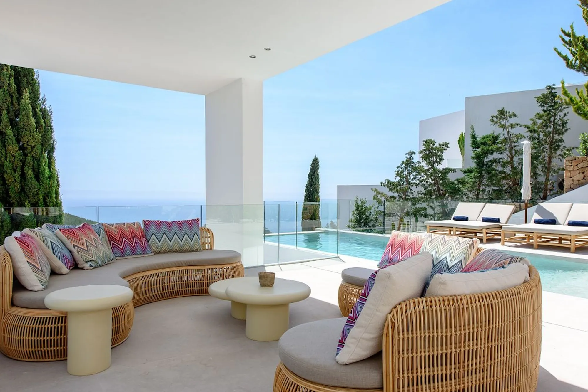 Outdoor shaded chill-out area for summer relaxation