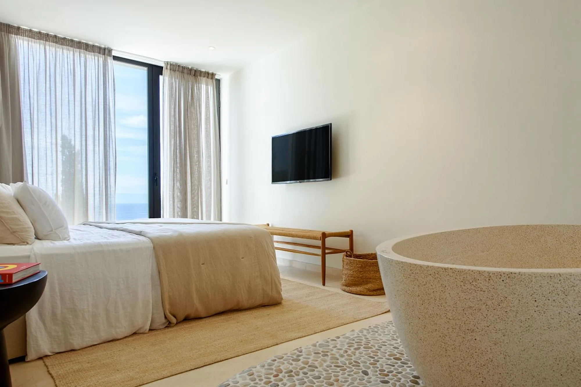 Sea view from the master suite, modern villa in Roca Llisa